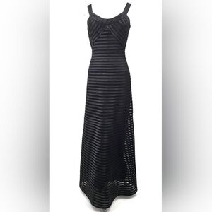 BCBGMAXAZRIA Black satin & mesh Evening Gown